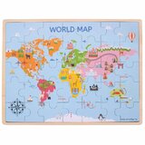 Puzzle din lemn - harta lumii (35 piese) - Bigjigs (BJ098)